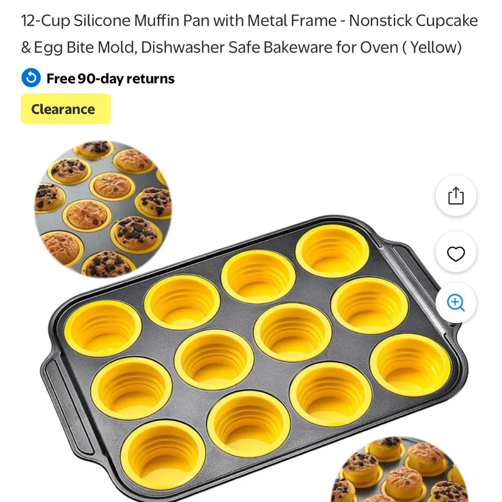 12-Cup Yellow Silicone Muffin Pan - Nonstick Bakeware